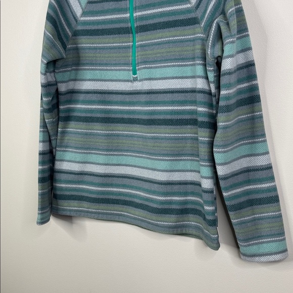 Eddie Bauer Women's Small Green Gray Striped Half Zip-Up Fleece Pullover - Picture 3 of 6